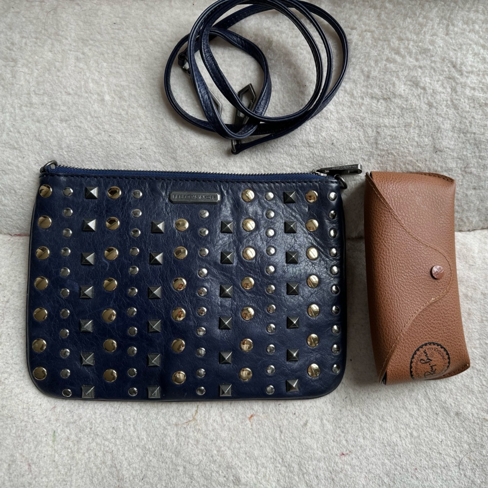 Rebecca Minkoff Navy Leather Studded Crossbody Bag